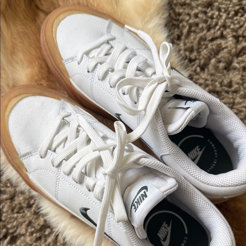 Nike White Leather Sneakers with Gum-Color Sole